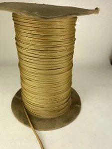 abt 1000 ft 1/8in wide braided nylon WHEAT/TAN ltweight flat cord hollow core - Picture 1 of 2