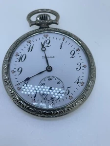 Vintage ILLINOIS Art Deco open face pocket watch size 16 Working - Picture 1 of 19