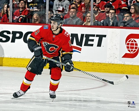 Johnny Gaudreau Calgary Flames Unsigned Jersey Skating Photo Cover