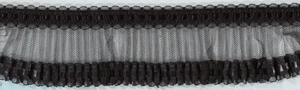 2" BLACK PLEATED TULLE LACE WITH BEADING FABRIC TRIM 15 YARDS TRIMMING - Picture 1 of 1