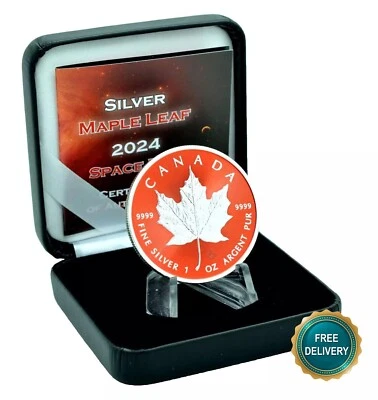 2024 1OZ Silver Canada Maple Leaf Space Red Etui Certificate ONLY 250pc #7 - Image 1 of 4