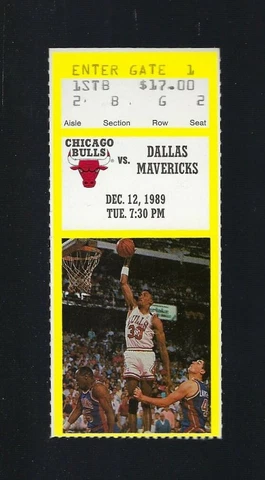 MICHAEL JORDAN - 1989 NBA DALLAS MAVERICKS @ CHICAGO BULLS TICKET STUB - DEC 12 Cover