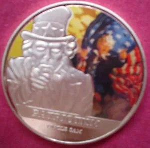 1 OZ LIMITED ED SILVER TOKEN I WANT YOU FOR THE US ARMY UNCLE SAM WW1 ANNIVERSY - Picture 1 of 3