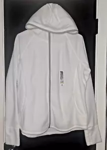 NEW Tek Gear Women's Large Hooded Jacket Soft Fleece White Thumb Holes Pockets - Picture 1 of 9