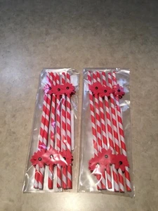 12 Red White Candy Cane Paper Drink Straws Disposable Birthday Party - FREE SHIP - Picture 1 of 3