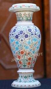 30" white marble Flower vase pot inlay lapis decor sofa side home room decor - Picture 1 of 3