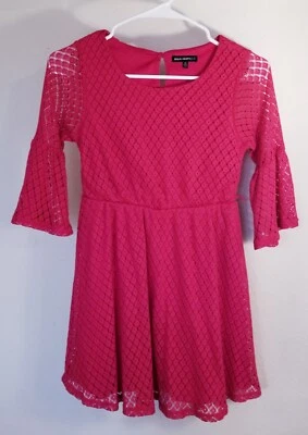 Sequin Hearts Girls Dress 10 Red Crochet Flared Ruffled Sleeves  - Image 1 of 4