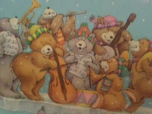 VTG CHRISTMAS POSTCARD:  Bear Orchestra Tis the Season SO be Jolly HALLMARK USA - Picture 1 of 6