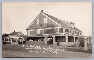 Letrero de cerveza Delta Bowman Brothers Delta Dam NY Oneida Co. Utica Club RPPC I7 - Imagen 1 de 3