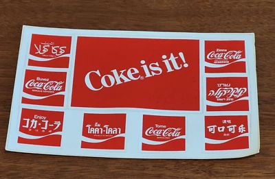 COKE IS IT sticker sheet 8 different languages No Postmark 1980s Very Good - Image 1 of 3