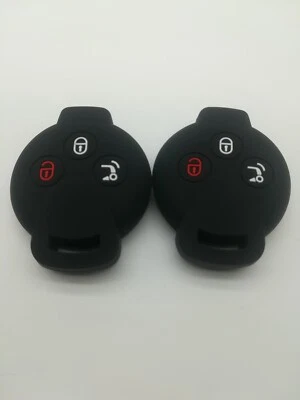2*Black Rubber Fob key cover For 2005-2015 Benz Smart ForTwo Forfour A451 C451 - Image 1 of 4