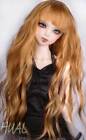 8-9" 1/3 BJD Long Curly Wavy Bouncy Lighten Auburn Wig Doll Crimped Hair QWX1