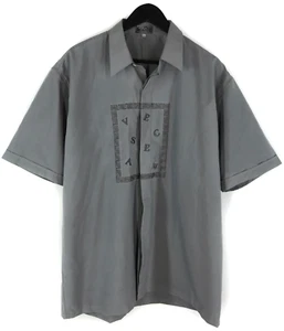 Men's VTG Versace Jeans Couture Shirt Grey Short Sleeve Shirt Size XL - Picture 1 of 7