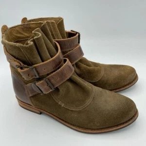 Matisse Hunter suede leather green booties double side buckle 6.5 - Picture 1 of 10