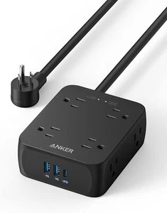 Anker Power Strip 8 Outlet Extender 2xUSB A &USB-C Port Surge Protector for Home - Picture 1 of 6