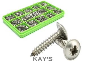 350 POZI FLANGE SELF TAPPING SCREWS ASSORTED STAINLESS STEEL TRIM SELF TAPPERS - Picture 1 of 6