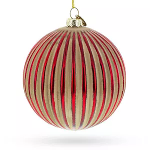 Elegant Red and Radiant Gold Ribbed Glass Christmas Ornament - Picture 1 of 3