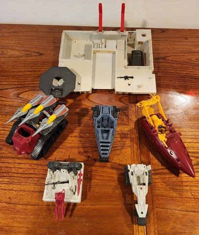 BATTLE PLATFORM 1985 GI JOE w 5 80s Vehicles: Devastator, Cobra Imp, Overlord's Cover