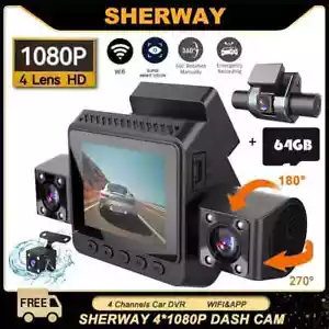 4 Channel Wifi Dash Cam FHD 4*1080P Car DVR 360° All Side Driving Camera Dashcam - Bild 1 von 17