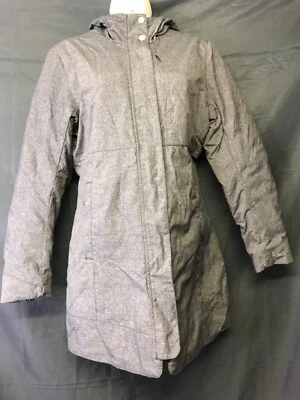 White Sierra Medium Rain Jacket Smokey Black w Hood Zip Up Lightweight Coat Sz S - Imagem 1 de 4