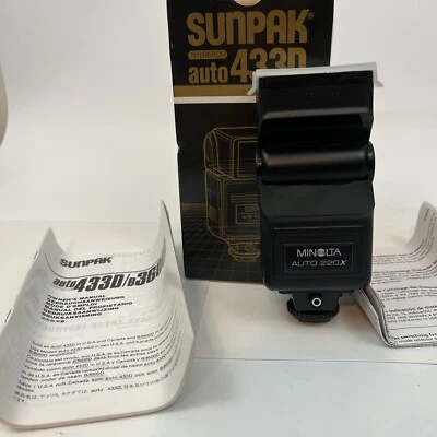 Sunpak Auto 433d shoe mt flash for Minolta New Open Box Old Stock - Image 1 of 4