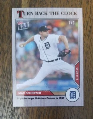 2020 Topps Now Turn Back The Clock Max Scherzer White Ash Parallel 1/3 - Image 1 of 2