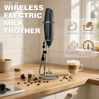 1 pc Wireless Milk & Coffee Mixer – 2-Head Stainless Egg Beater, Portable - NEW - Image 1 of 4