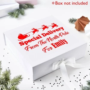 PERSONALISED SPECIAL DELIVERY FROM THE NORTH POLE CHRISTMAS BOX STICKER - Picture 1 of 6