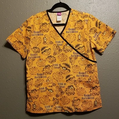 Blusa Médica Pequeña Disney Gato de Cheshire Alicia en el País de las Maravillas Halloween Naranja Otoño Foto 1 de 4