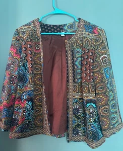 Muse by Boston Proper Women’s 18 Paisley Blazer Boho Artsy Embroidered vtg retro - Picture 1 of 10