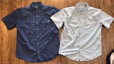 Lot Of 2 Huk Button Up Fishing Shirt Men’s M Performance See Description - Image 1 of 4