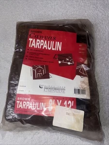 Chicago Canvas & Supply 16 oz Heavy Duty Brown Canvas Tarp (8 feet x 12 feet) - Picture 1 of 2