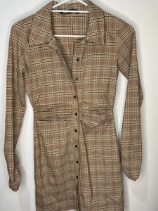 Zara Womens JacketDress Size EUR/US Small Plaid Design Long Sleeves - Free Post - Bild 1 von 8