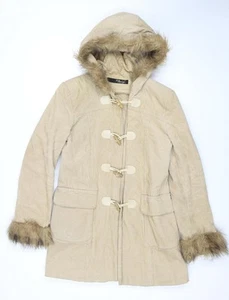 Jane Norman Women's Beige Toggle Hooded Duffle Coat Size 8 - Picture 1 of 12