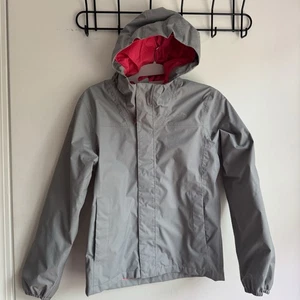 North Face Girls Medium 10/12 Gray Hooded Lightweight Mesh Lined Rain Jacket - Picture 1 of 4