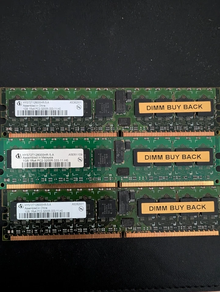 3x Infineon/Hynix 1GB DDR Server Memory - HYS72T128000HR-5-A - ECC Registered - Image 1 of 2
