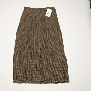 NWT Harris Wallace Houndstooth Skirt Sz 12 Brown Wool Blend Midi Career VTG - Picture 1 of 5