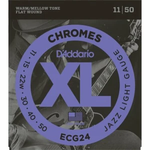 New D'Addario ECG24 Flatwound Chromes 11-50 Jazz Light Electric Guitar Strings - Picture 1 of 4