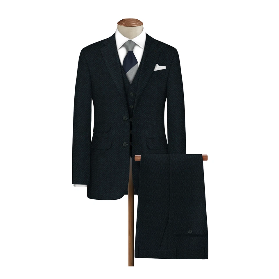 Blazer Tela Tweed Espiga Verde Botella 70% Lana Traje Paño por Metro Foto 1 de 4