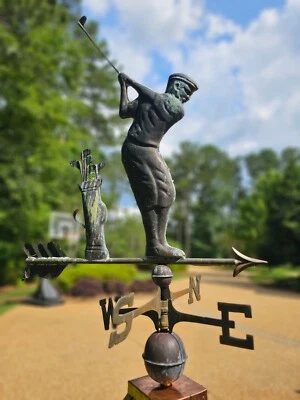$649 Patina Copper Golfer Weathervane Complete w Golf Bag - Rare & Discontinued! - Image 1 of 3