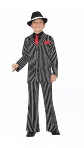 Kids Gangster Costume Size Medium Jacket False Shirt Tie Pants Halloween NEW 3pc - Picture 1 of 5