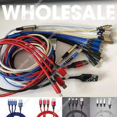 Wholesale 3A Fast Charging Cable 3 in 1 Charger Cord For iPhone USB-C Micro USB - Image 1 of 4