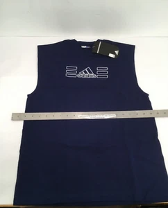 NEW Adidas Sleeveless Cotton Tank Shirt - Youth LG - DARK BLUE - Made in USA! - Picture 1 of 7