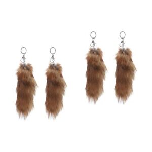  4 pcs Hanging Key Chain Decor Plush Fox Tail Decor Keychains Decorative Bag