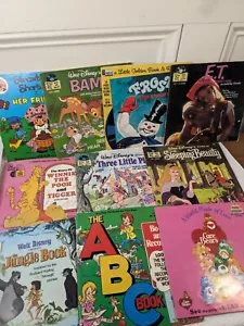 Vintage Book & Record read and listen book lot set of 10 albums Disney 33s 45s - Picture 1 of 13