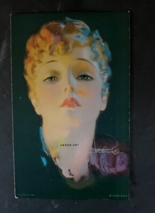 MUTOSCOPE CARD ALL AMERICAN GIRLS"HEADS UP !  PINUP EXHIBIT ARCADE 