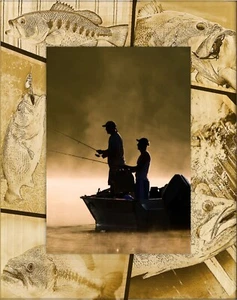 Bass Fishing Laser Engraved Wood Picture Frame Portrait (3 x 5) - Picture 1 of 2