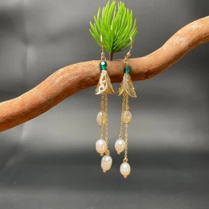 Pendientes de perlas barrocas para mujer joyas blancas con cuentas amuletos de plata 925 naturales - Imagen 1 de 3