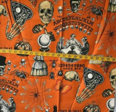 SEANCE OUIJA  DESIGN  DELEON ALEXANDER HENRY 100% COTTON FABRIC  23X43 INCHES - Image 1 of 2
