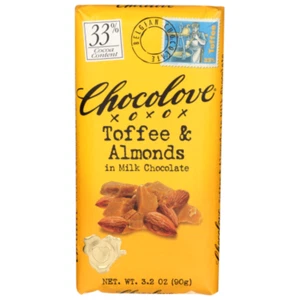 Chocolove Toffee & Almonds In Milk Chocolate Bar 3 oz . Pack of 4 - Picture 1 of 1